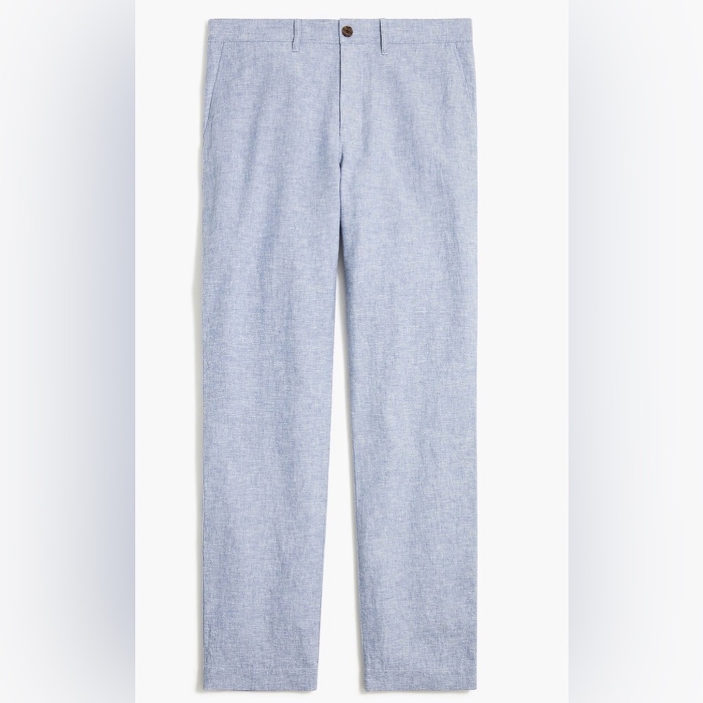 J. Crew | The Sutton | Straight-fit Linen-Cotton Blend Pant | Sky Blue | 34-32